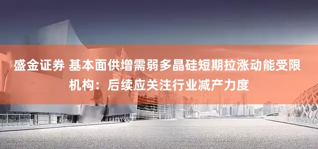 盛金证券 基本面供增需弱多晶硅短期拉涨动能受限 机构：后续应关注行业减产力度